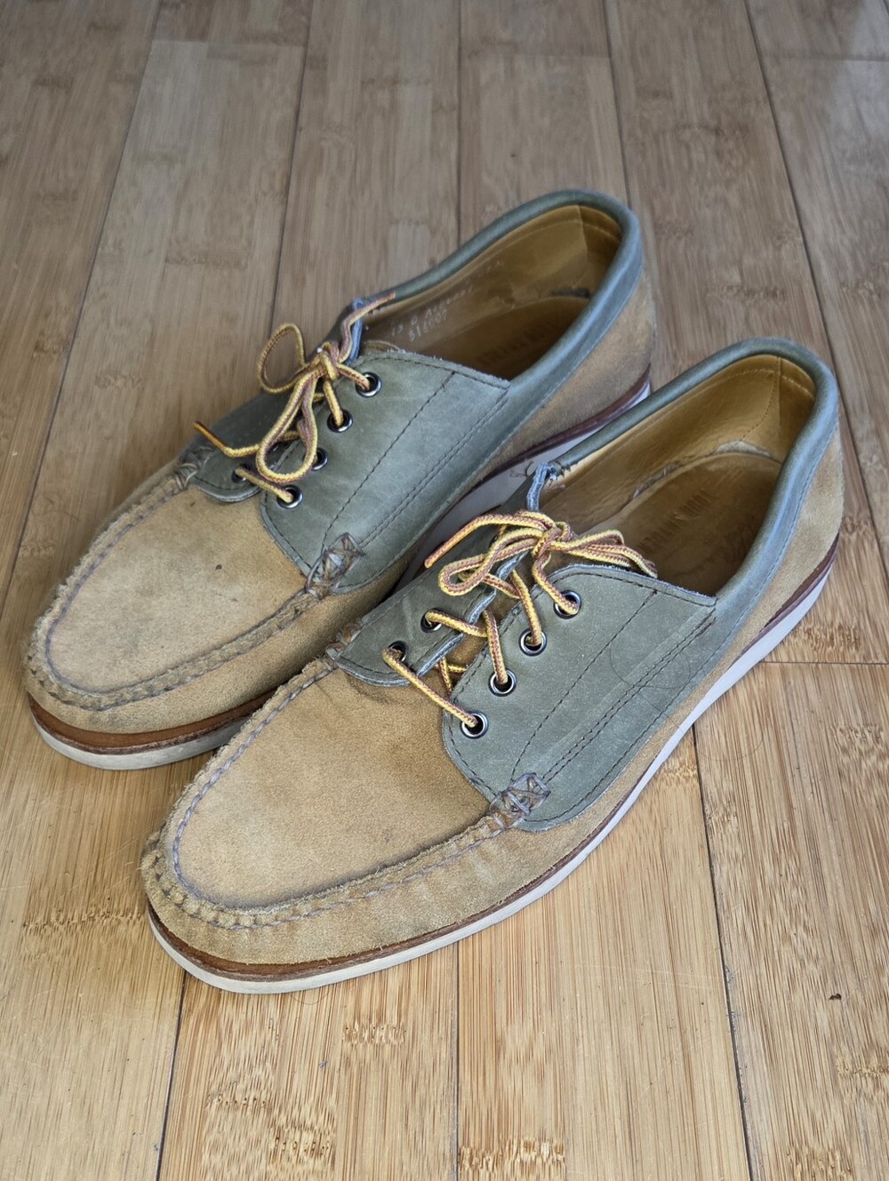 L.L. Bean x Todd Snyder Jackman Blucher Shoe Olive & Tan Suede Leather Size 13